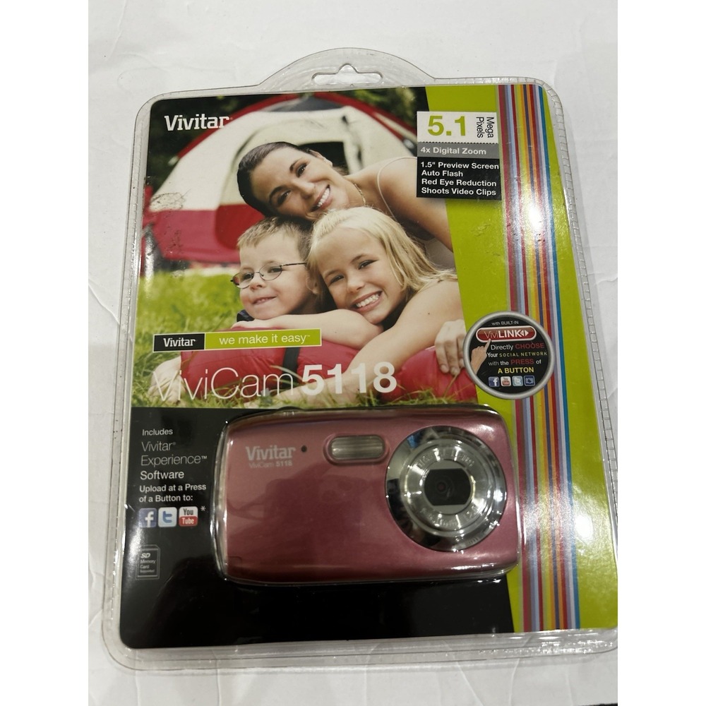 Vivitar 5118 5.1 MP Digital Camera Includes Experience Software - Pink Brand New